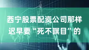 西宁股票配资公司那样迟早要“死不瞑目”的