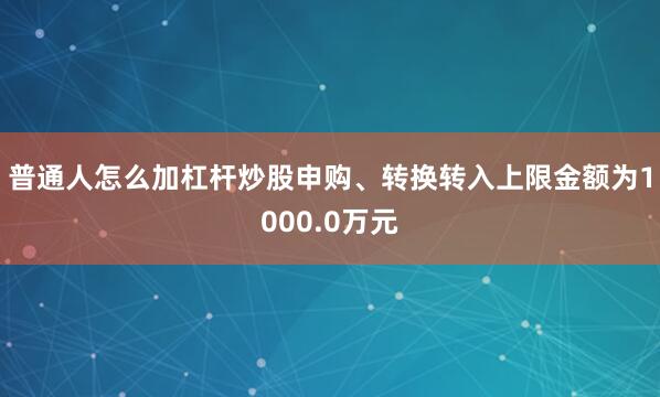 普通人怎么加杠杆炒股申购、转换转入上限金额为1000.0万元