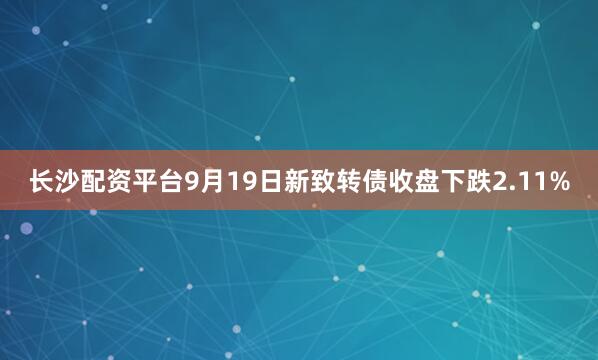 长沙配资平台9月19日新致转债收盘下跌2.11%